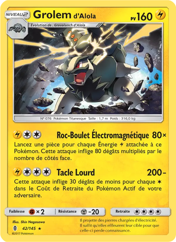 Carte Pokémon Grolem d’Alola #42 — Gardiens Ascendants