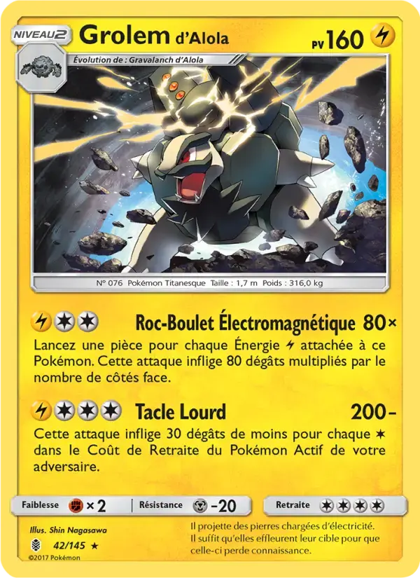 Carte Pokémon Grolem d’Alola #42 — Gardiens Ascendants