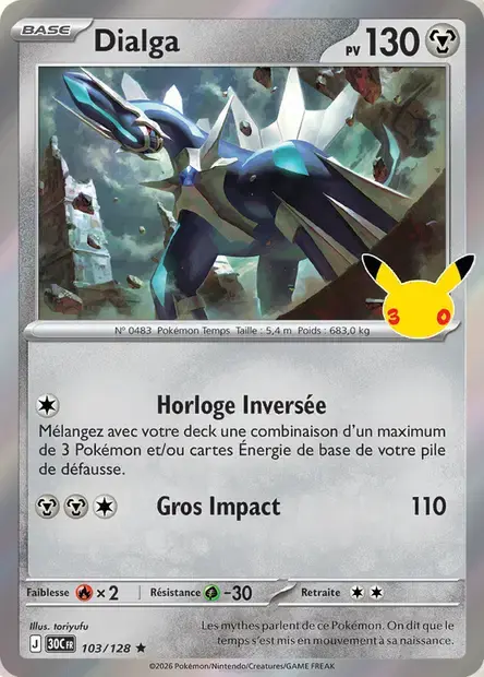 Carte Pokémon Dialga #103 — 30ᵉ Anniversaire