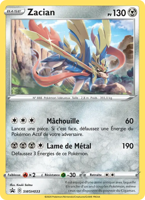 Carte Pokémon Zacian #SWSH033 — Promos Épée et Bouclier