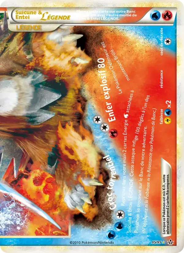 Carte Pokémon Suicune & Entei LÉGENDE (bas) #95 — Déchaînement