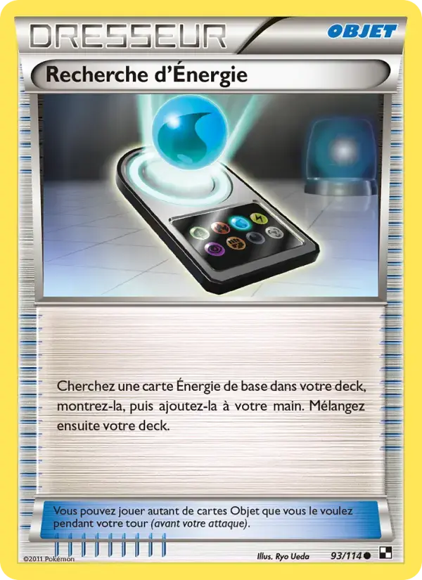 Carte Pokémon Recherche d’Énergie #93 — Noir et Blanc
