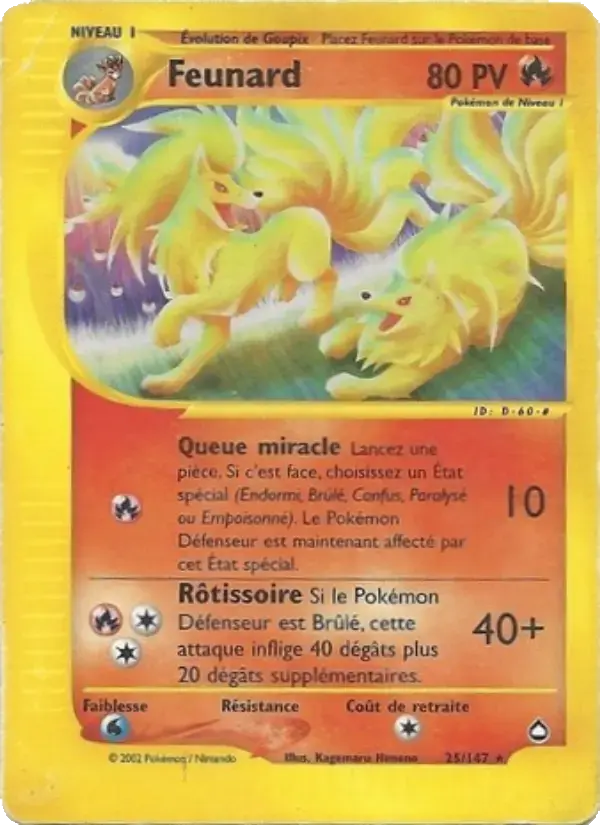 Carte Pokémon Feunard #25 — Aquapolis