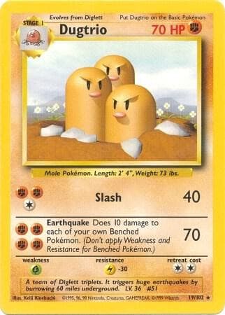 Dugtrio #19 — Base Set