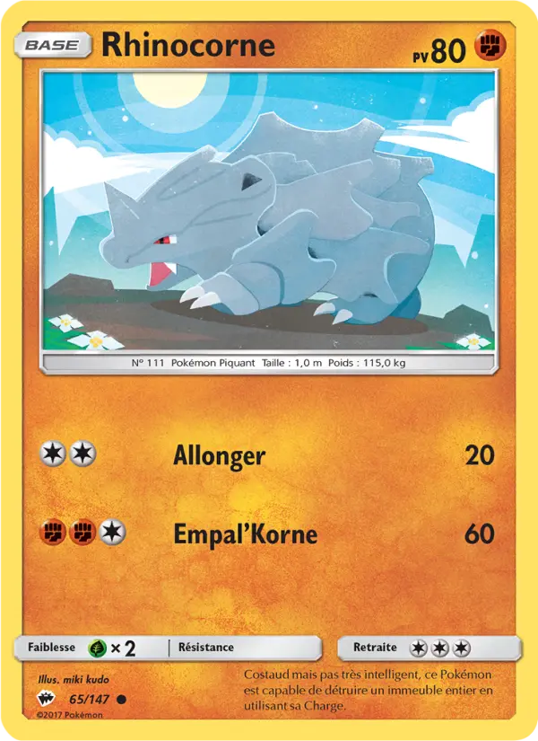 Carte Pokémon Rhinocorne #65 — Ombres Ardentes