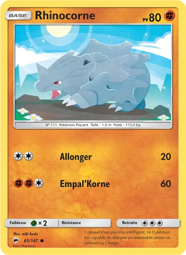 Carte Pokémon Rhinocorne #65 — Ombres Ardentes