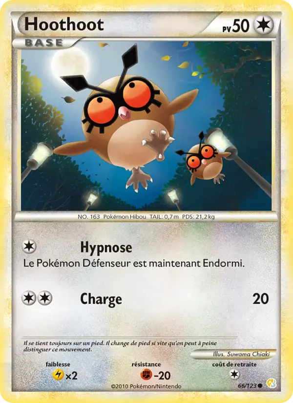 Carte Pokémon Hoothoot #66 — HeartGold SoulSilver