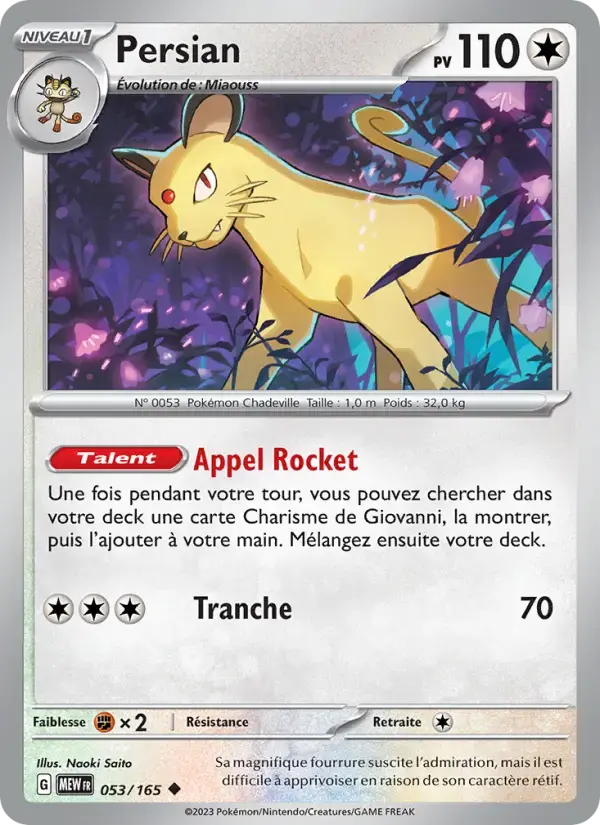 Carte Pokémon Persian #053 — Pokémon 151