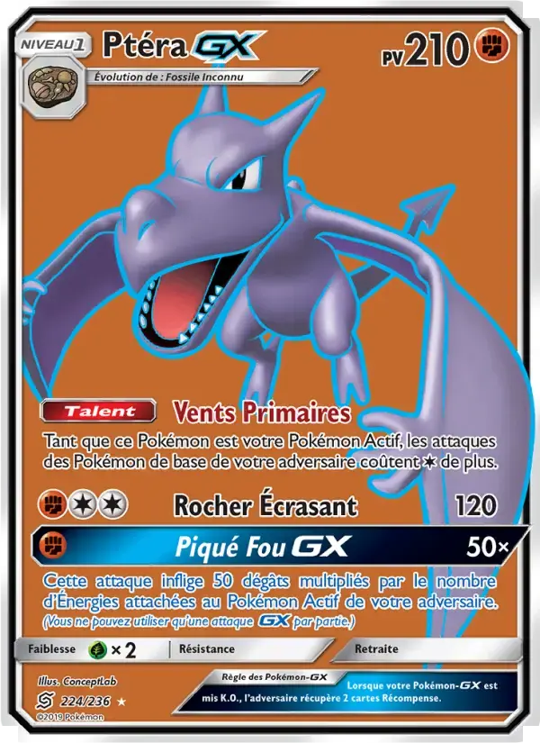 Carte Pokémon Ptéra GX #224 — Harmonie des Esprits