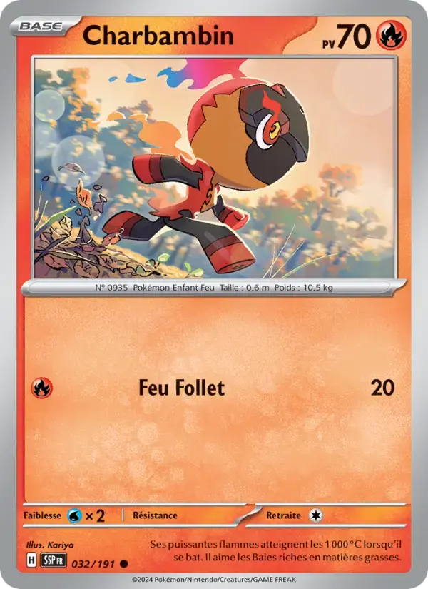 Carte Pokémon Charbambin #032 — Étincelles Déferlantes