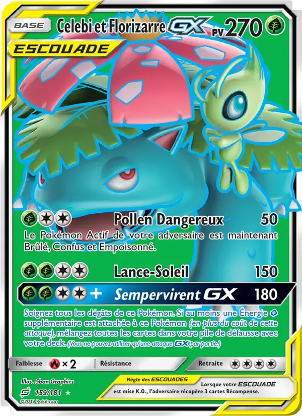 Carte Pokémon Celebi et Florizarre GX #159 — Duo de Choc
