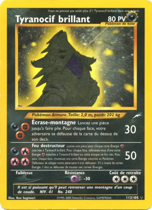 Carte Pokémon Tyranocif brillant #113 — Neo Destiny