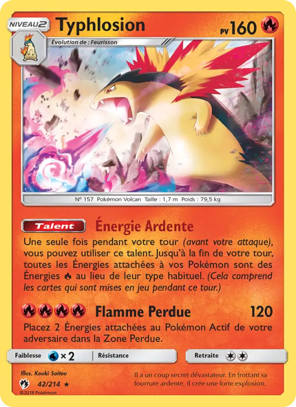 Carte Pokémon Typhlosion #42 — Tonnerre Perdu