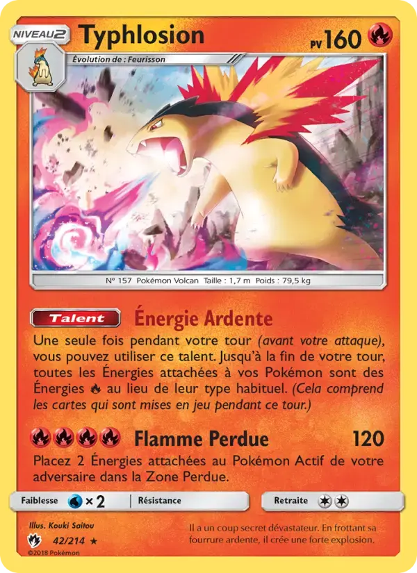 Carte Pokémon Typhlosion #42 — Tonnerre Perdu