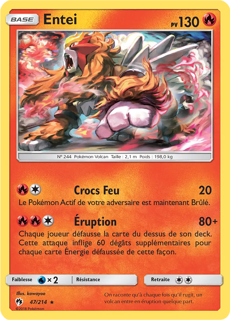 Carte Pokémon Entei #047 Cosmos — Tonnerre Perdu