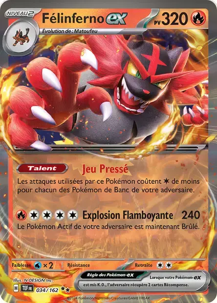Carte Pokémon Félinferno-ex #034 Stamp — Forces Temporelles