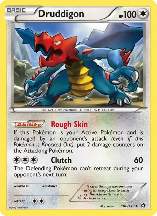 Carte Pokémon Druddigon #106 — Trésors Légendaires