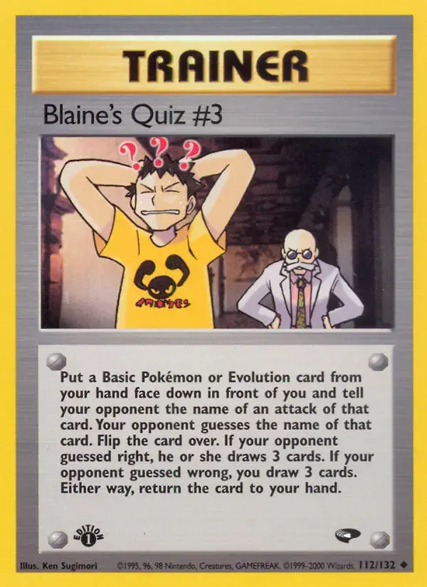 Carte Pokémon Blaine's Quiz #3 #112 — Gym Challenge