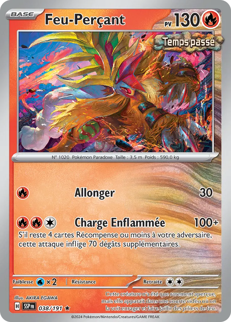 Carte Pokémon Feu-Perçant #038 Non Holo — Étincelles Déferlantes