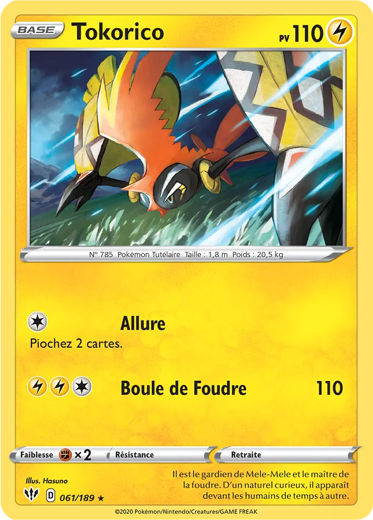 Carte Pokémon Tokorico #061 Non Holo — Ténèbres Embrasées
