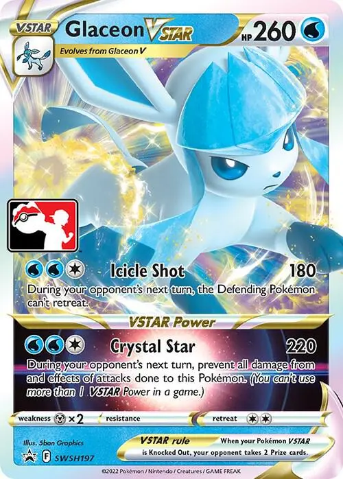 Carte Pokémon Glaceon VSTAR #SWSH197 — Play! Pokémon Prize Pack Series