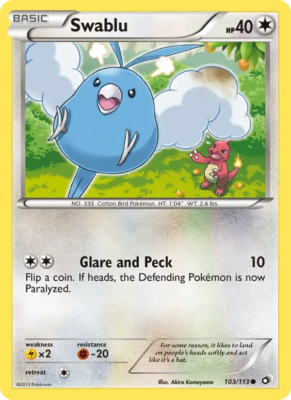 Carte Pokémon Swablu #103 — Trésors Légendaires