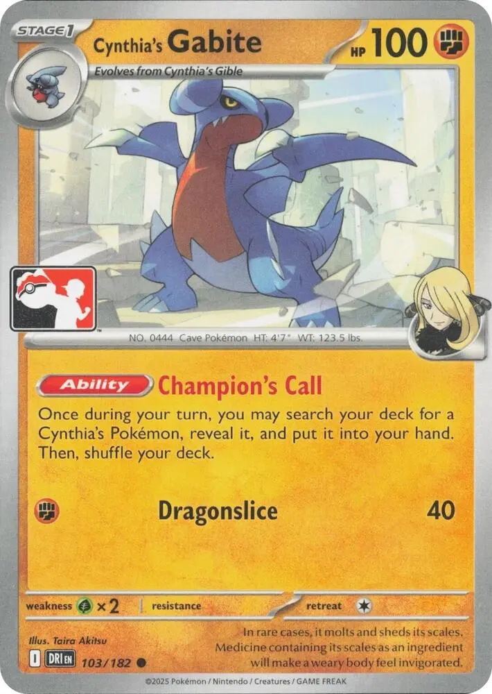Carte Pokémon Carmache de Cynthia #103/182 S8 — Play! Pokémon Prize Pack Series