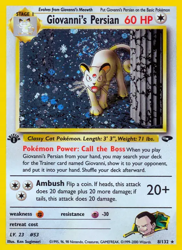 Carte Pokémon Giovanni's Persian #8 — Gym Challenge