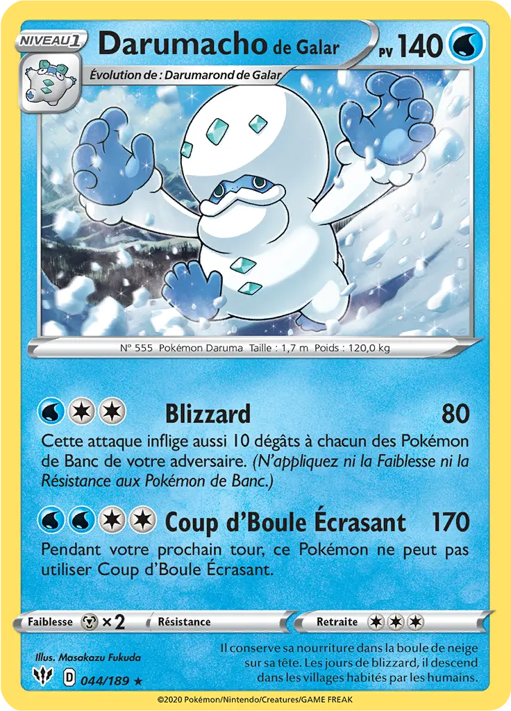 Carte Pokémon Darumacho de Galar #044 Cracked Ice — Ténèbres Embrasées