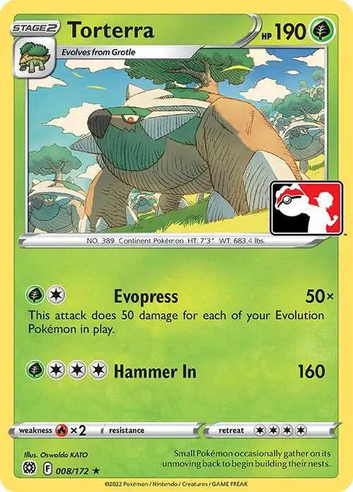Carte Pokémon Torterra #008/172 S2 — Play! Pokémon Prize Pack Series