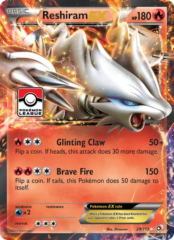 Carte Pokémon Reshiram-EX #29 — Trésors Légendaires