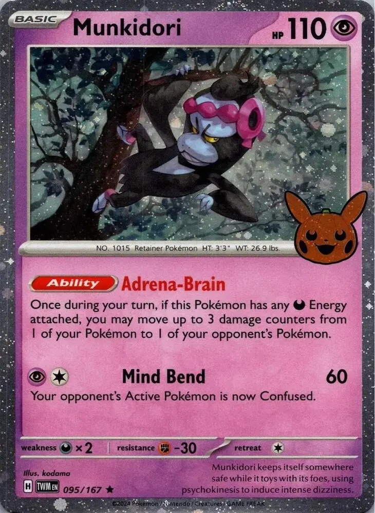 Carte Pokémon Munkidori (Cosmos Holo) #095 — Trick or Trade BOOster Bundle 2024