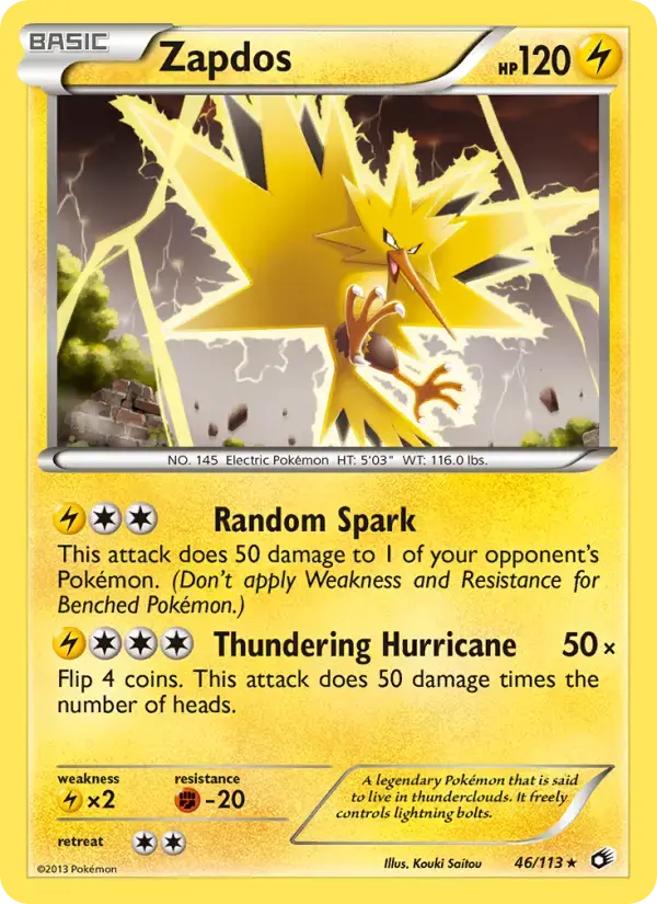 Carte Pokémon Zapdos #46 — Trésors Légendaires