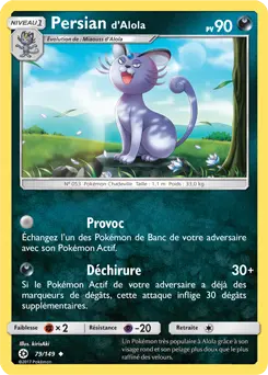 Carte Pokémon Persian d’Alola #079 Cosmos — Soleil et Lune