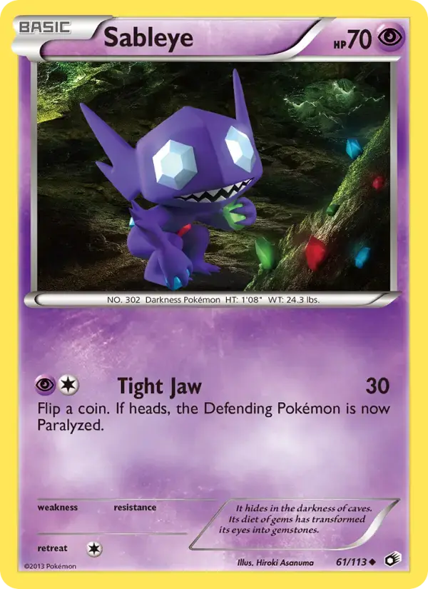 Carte Pokémon Sableye #61 — Trésors Légendaires