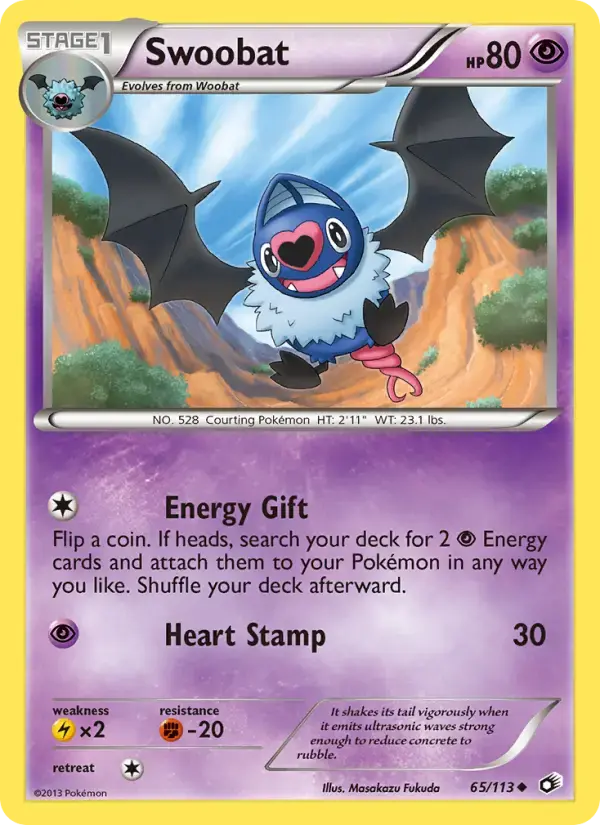 Carte Pokémon Swoobat #65 — Trésors Légendaires