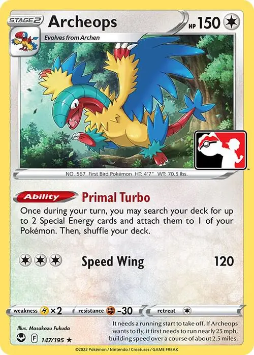 Archeops #147/195 S4 — Play! Pokémon Prize Pack Series