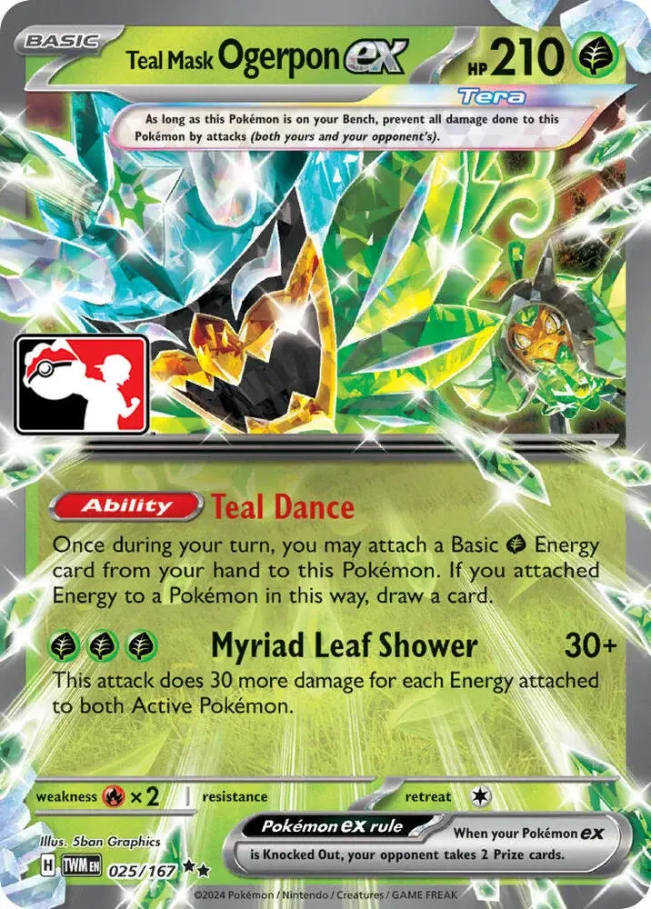Teal Mask Ogerpon ex #025/167 S6 — Play! Pokémon Prize Pack Series