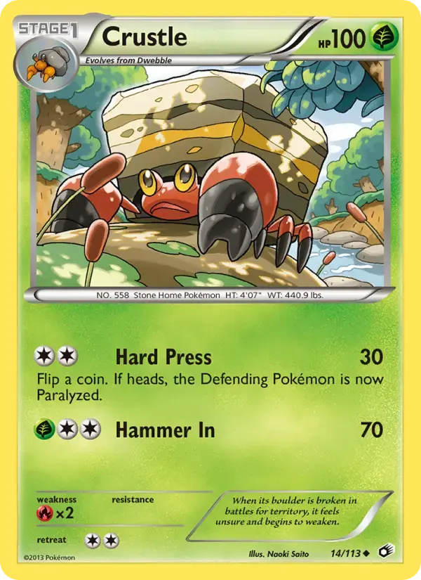Carte Pokémon Crustle #14 — Trésors Légendaires