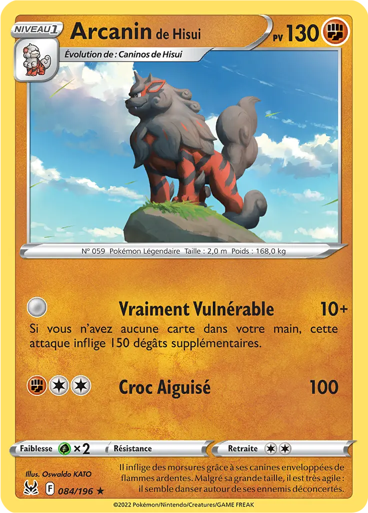 Carte Pokémon Arcanin de Hisui #084 Non Holo — Origine Perdue