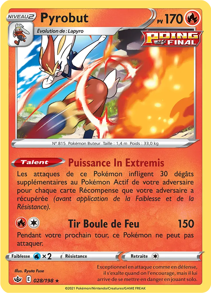 Carte Pokémon Pyrobut #028 Non Holo — Règne de Glace