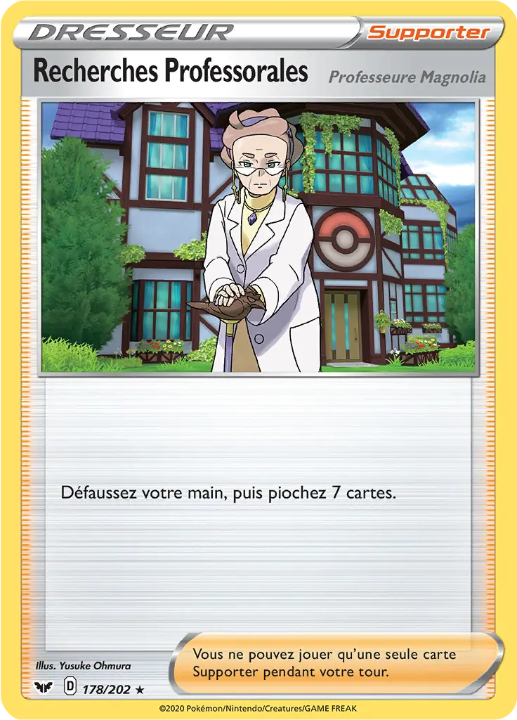 Carte Pokémon Recherches Professorales (Professeure Magnolia) #178 Non Holo — Épée et Bouclier