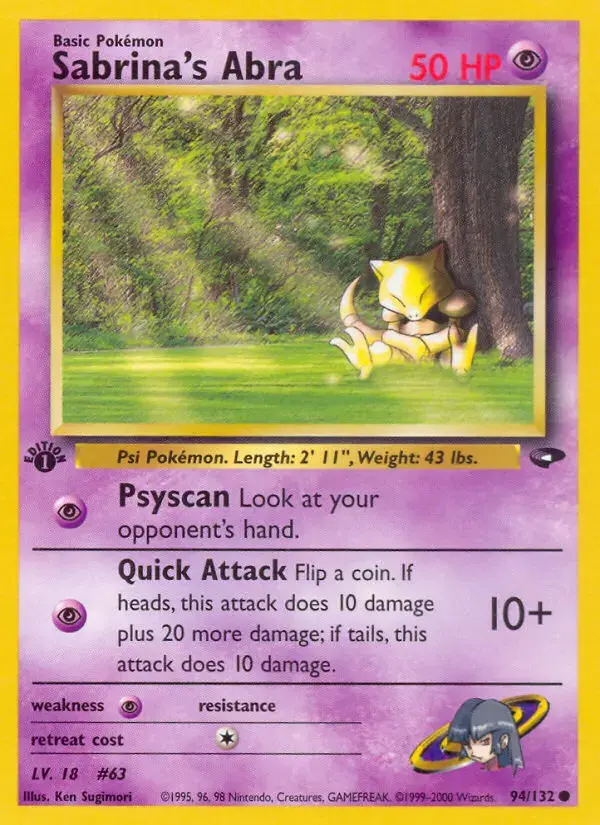 Carte Pokémon Sabrina's Abra #94 — Gym Challenge