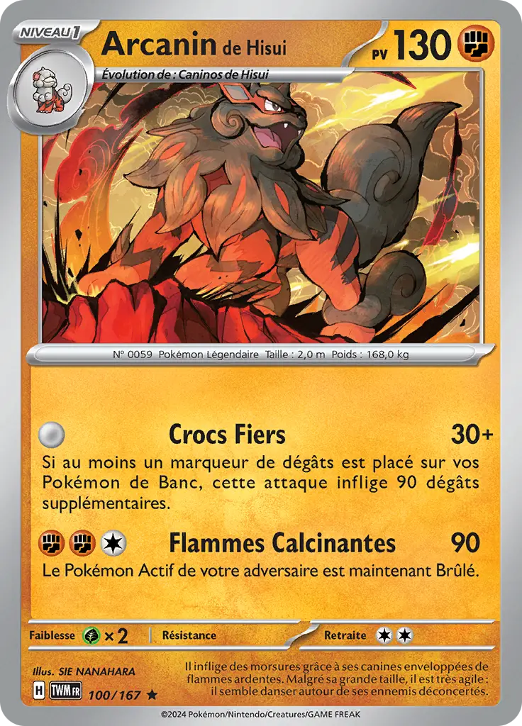 Carte Pokémon Arcanin de Hisui #100 Non Holo — Mascarade Crépusculaire