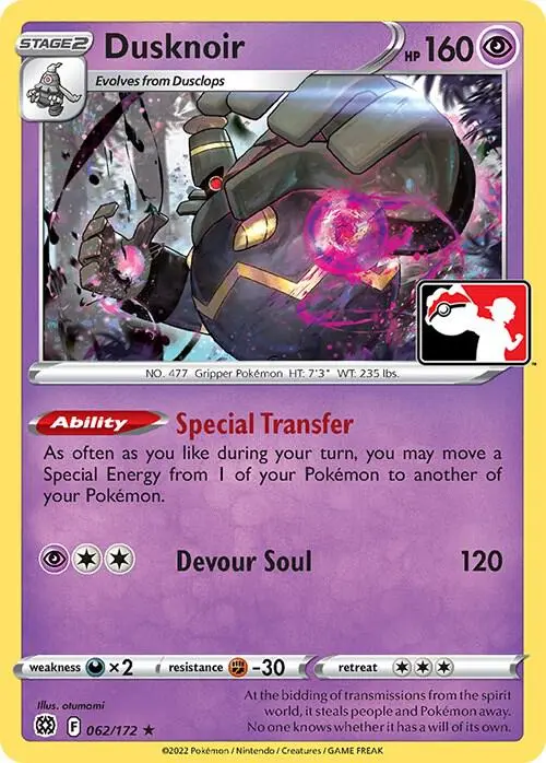 Carte Pokémon Dusknoir #062 — Play! Pokémon Prize Pack Series