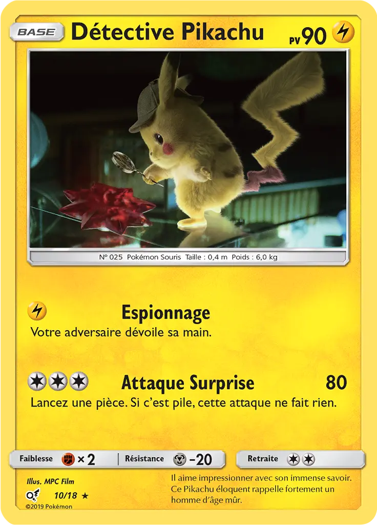 Carte Pokémon Détective Pikachu #10 — Détective Pikachu