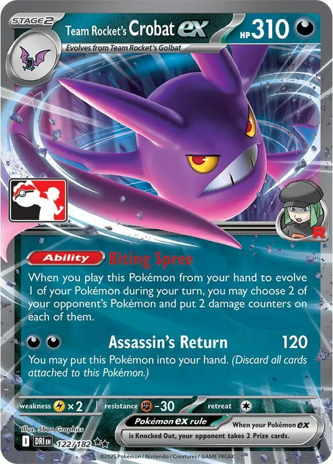 Team Rocket's Crobat ex #122/182 S8 — Play! Pokémon Prize Pack Series