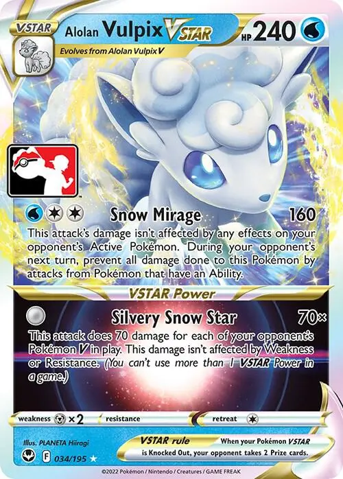 Alolan Vulpix VSTAR #034/195 S3 — Play! Pokémon Prize Pack Series