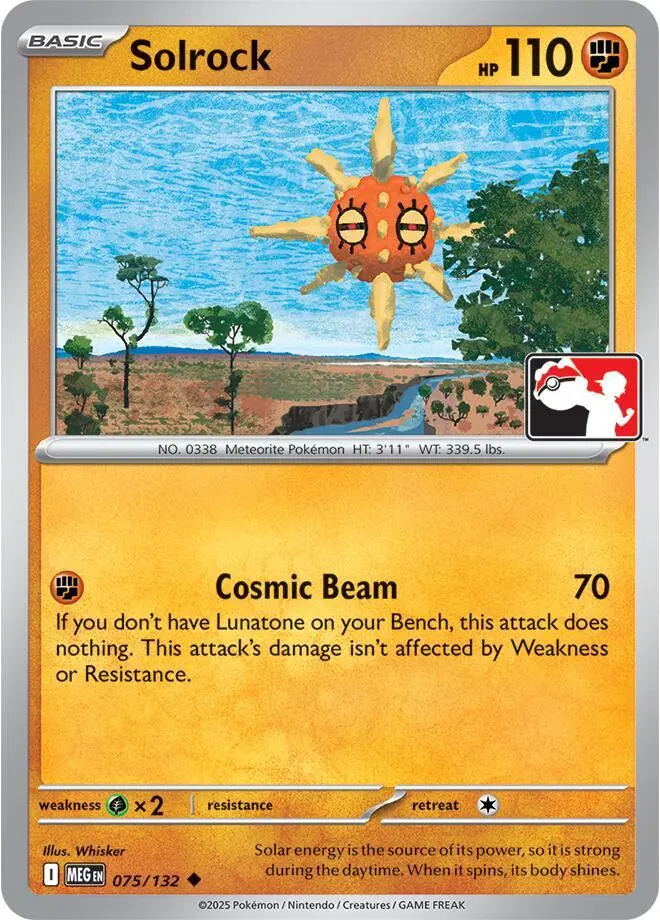 Solrock #075/132 S8 Holo — Play! Pokémon Prize Pack Series