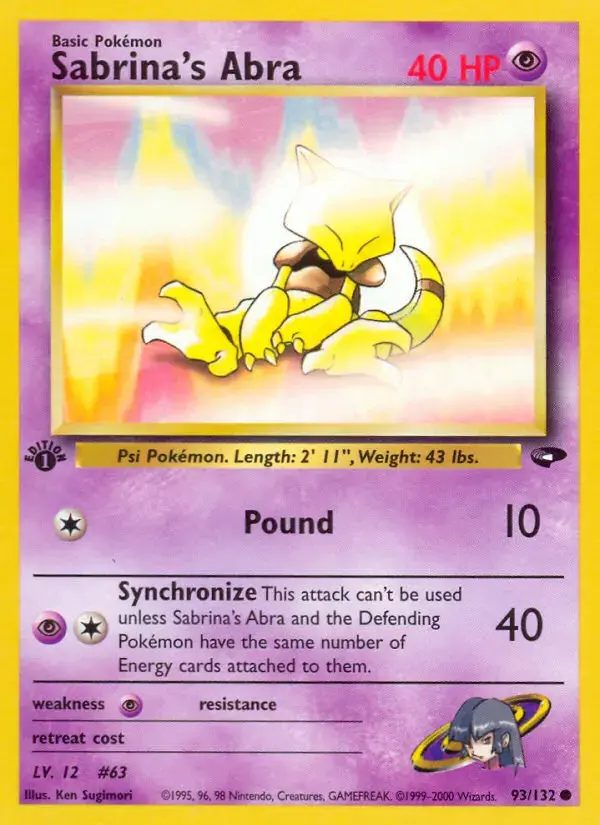 Carte Pokémon Sabrina's Abra #93 — Gym Challenge
